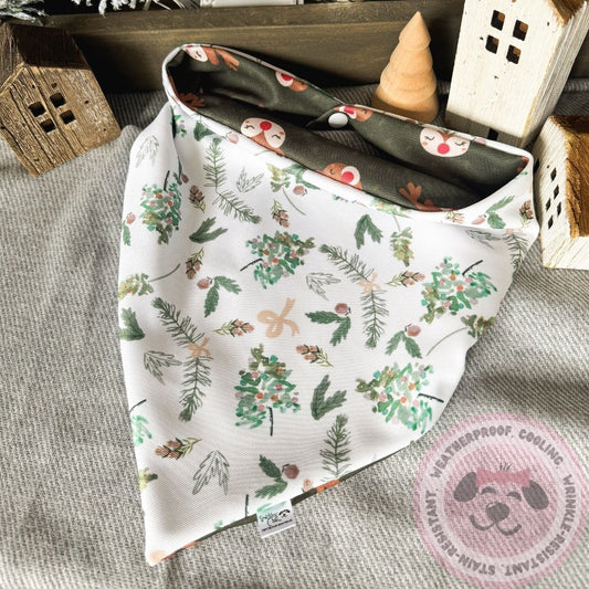 Antlers & Evergreen Reversible Weatherproof Dog Bandana