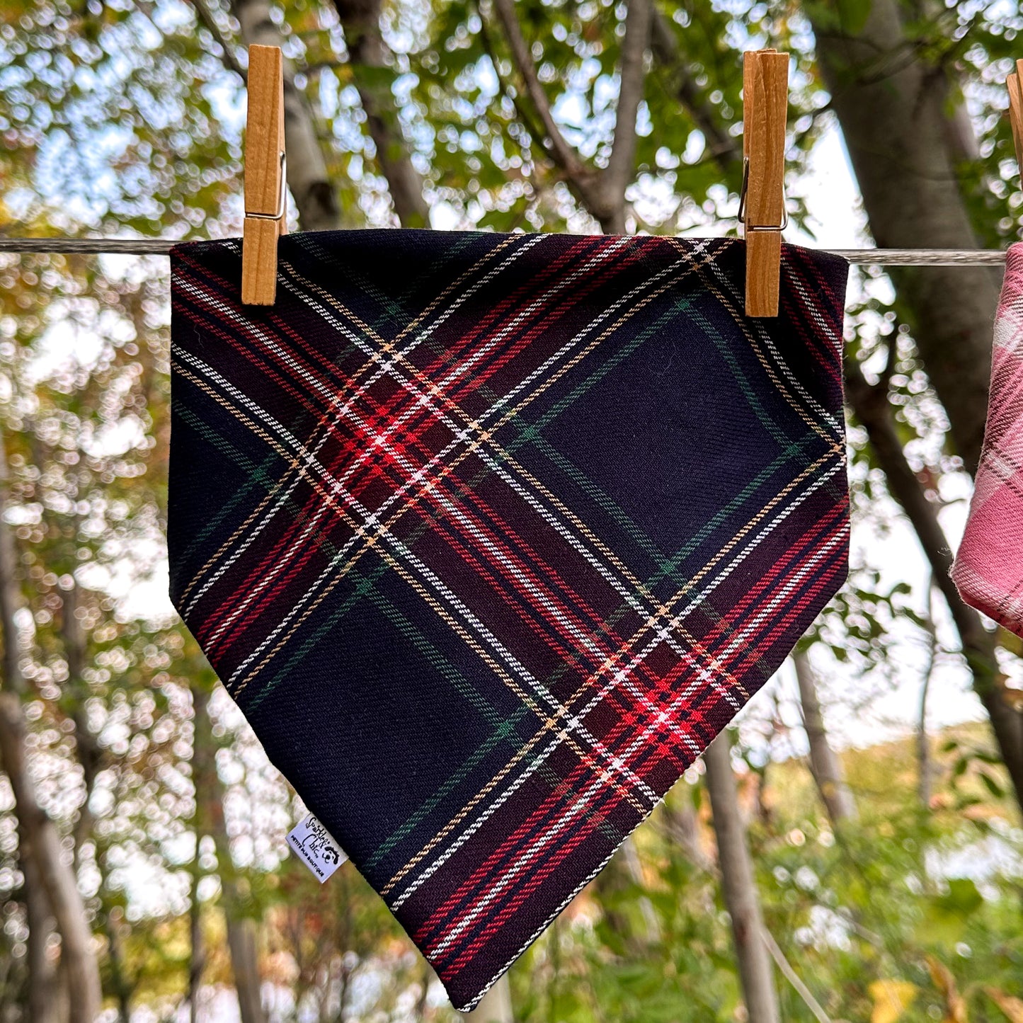 Paw-fectly Plaid Dog Bandana - Navy And Red Plaid