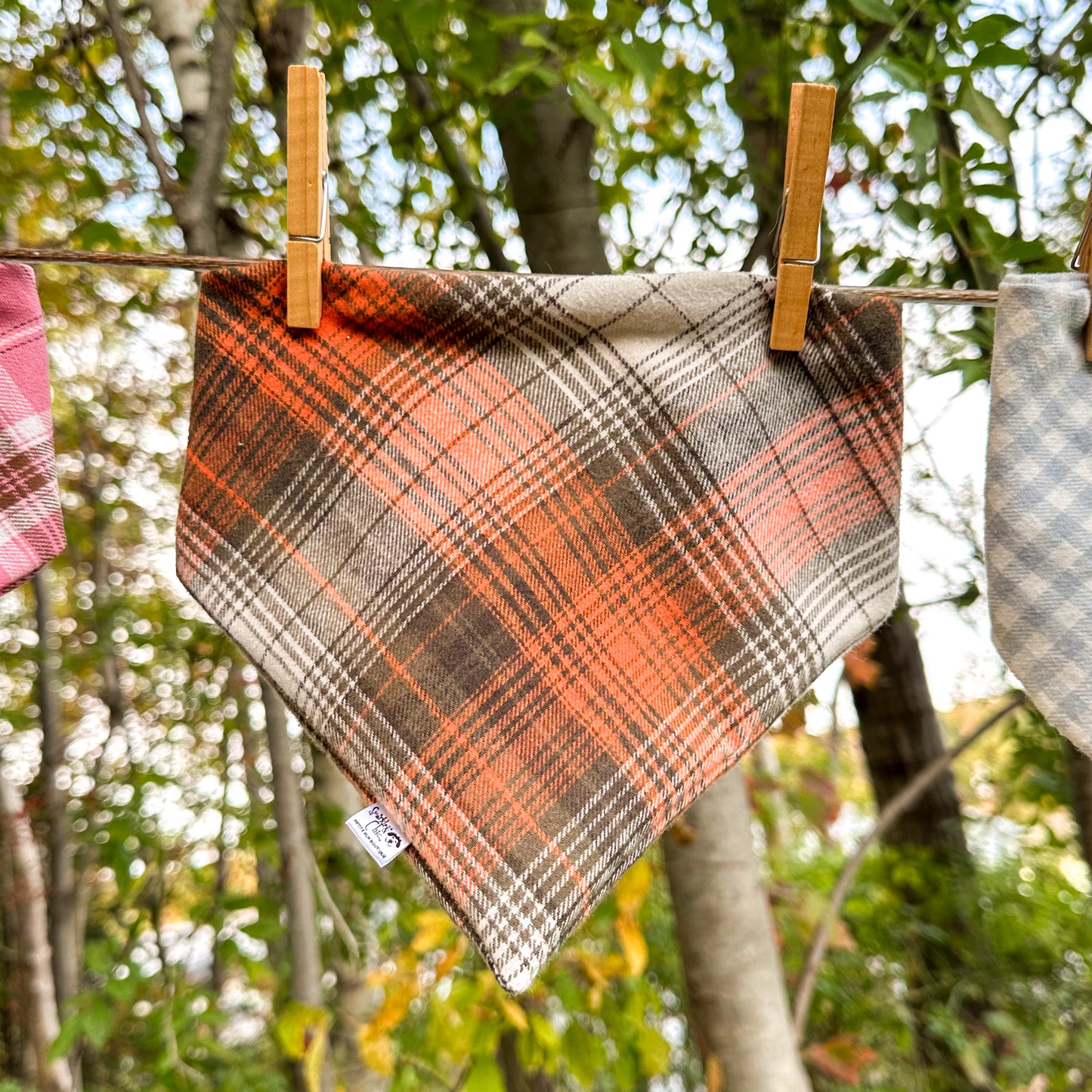 Paw-fectly Plaid Dog Bandana - Orange And Green Plaid