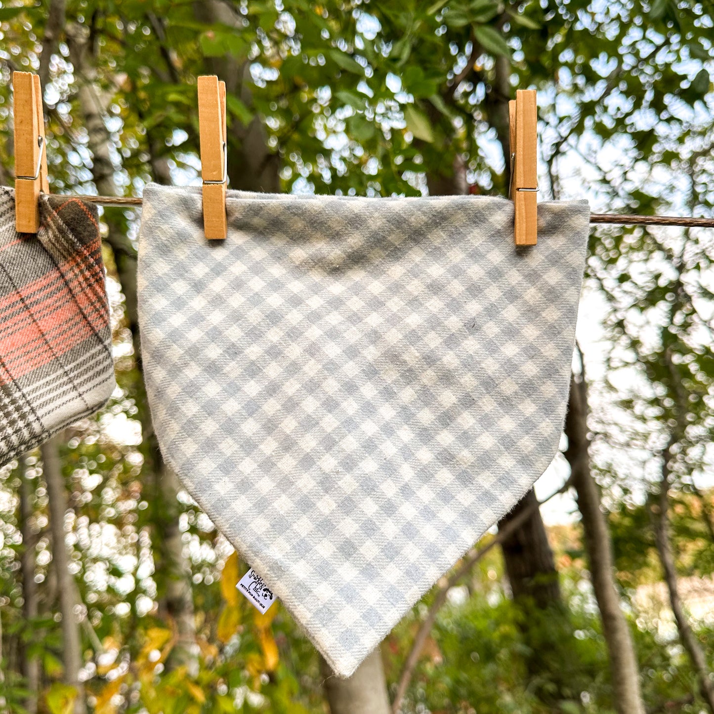 Paw-fectly Plaid Dog Bandana - Blue Grey And White Plaid