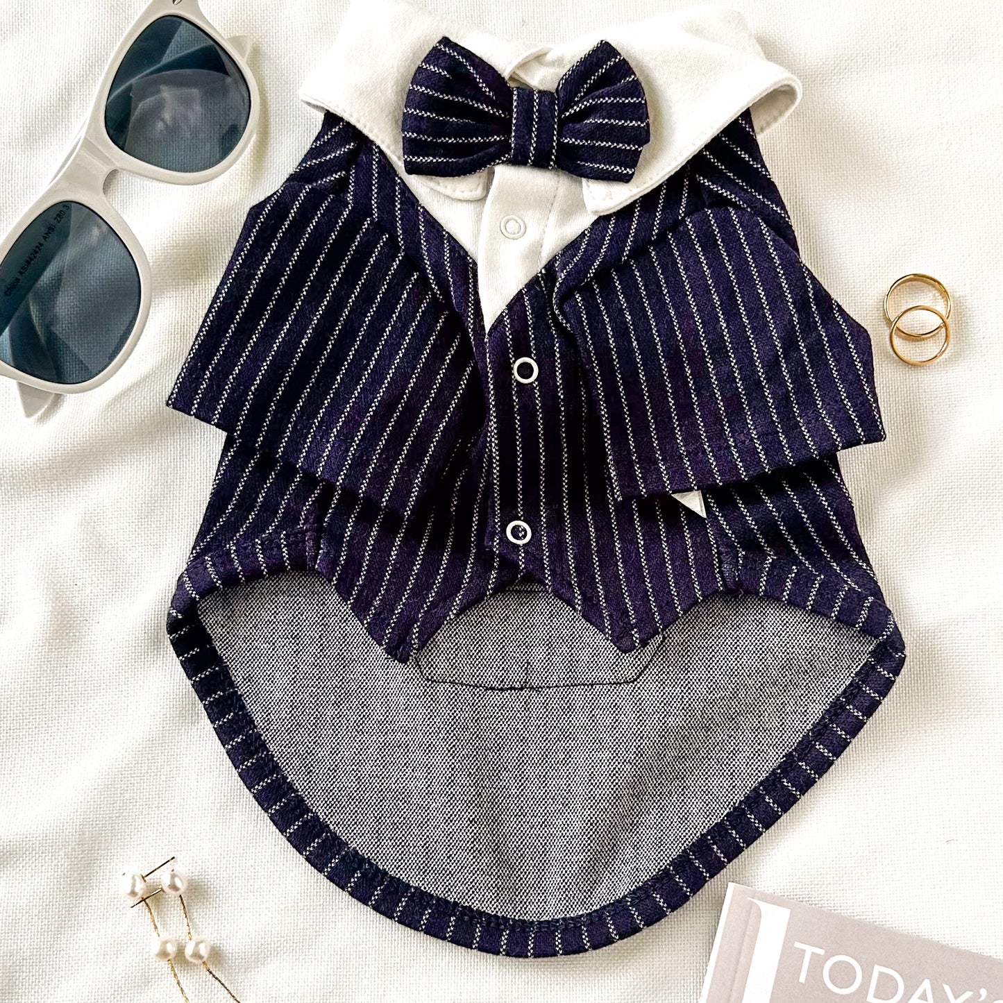 Classy Striped Navy Tuxedo