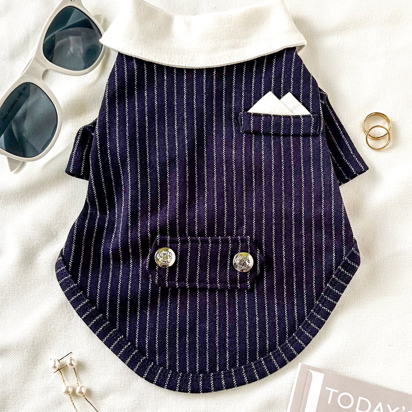 Classy Striped Navy Tuxedo