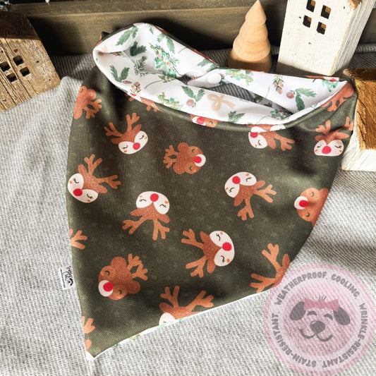 Antlers & Evergreen Reversible Weatherproof Dog Bandana