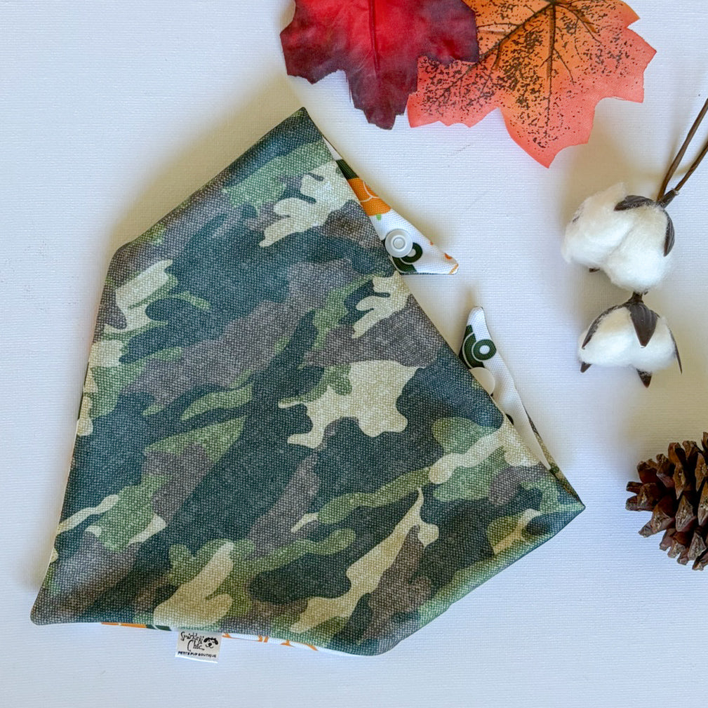 Crisp and Cozy Fall Reversible Weatherproof Dog Bandana - Camo-Paws