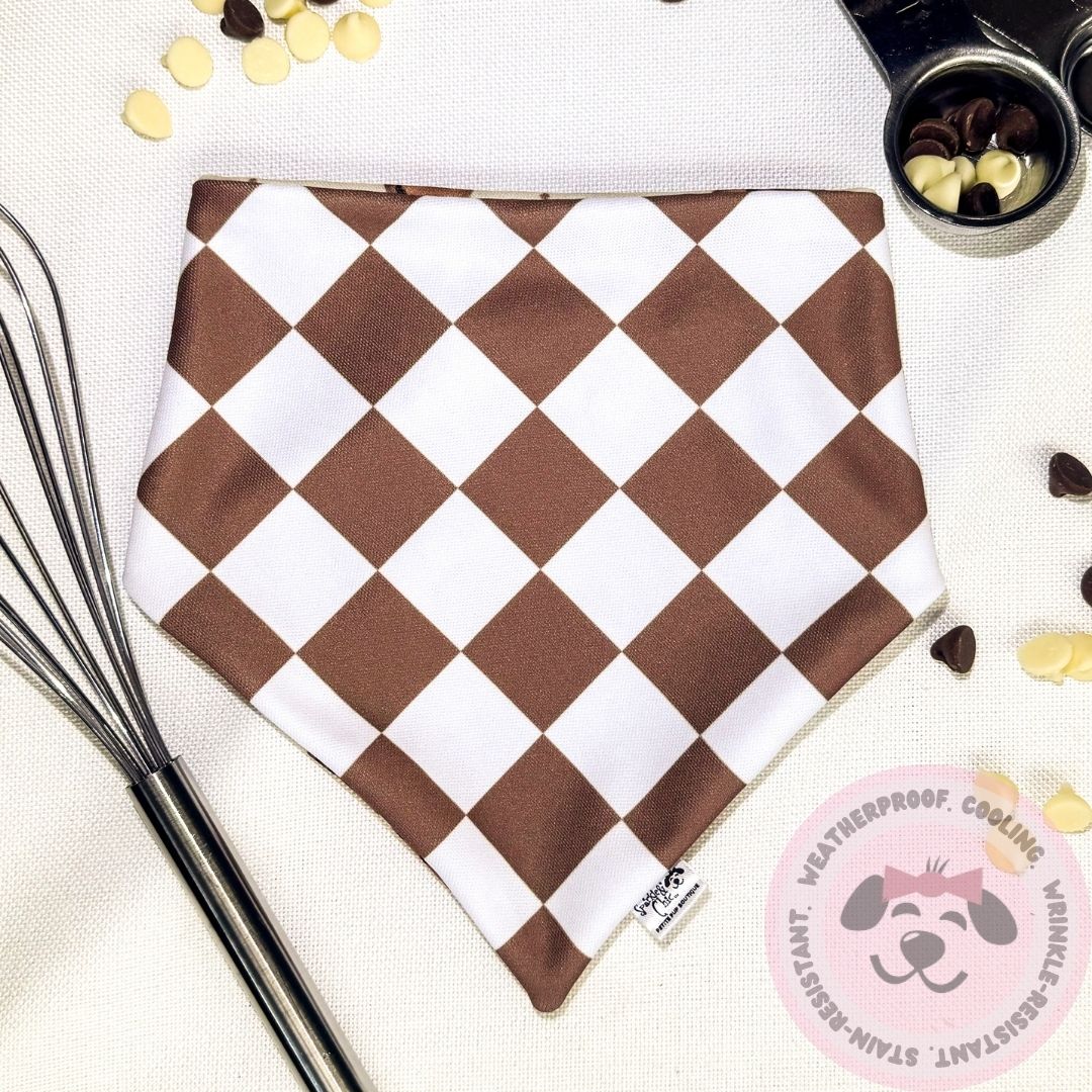 Checkered Chocolate Chip Charm Reversible Weatherproof Dog Bandana