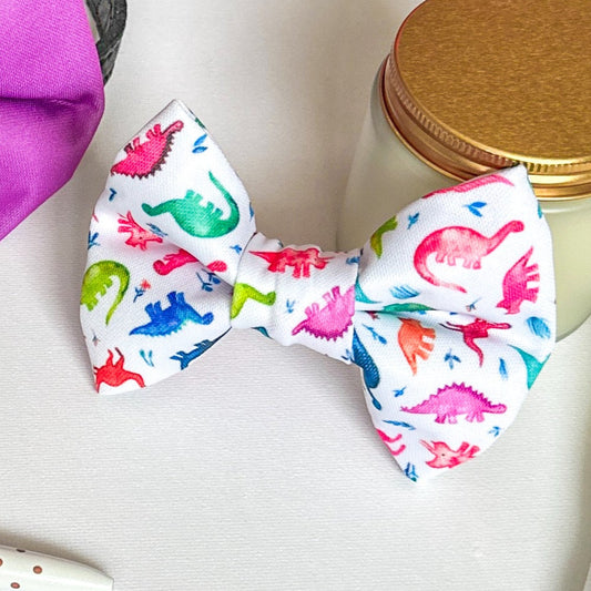 Neon Fun Weatherproof Bowties - Purple Dinosaurs