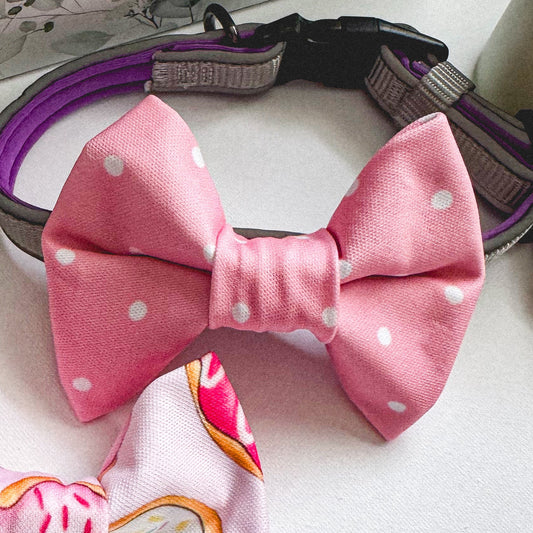 Weatherproof Bowties - Pink With White Polka Dots