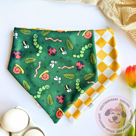Springtime Charm Reversible Weatherproof Dog Bandana - Garden Crawl