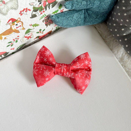 Festive Fun Weatherproof Bowties - Red Snowflakes