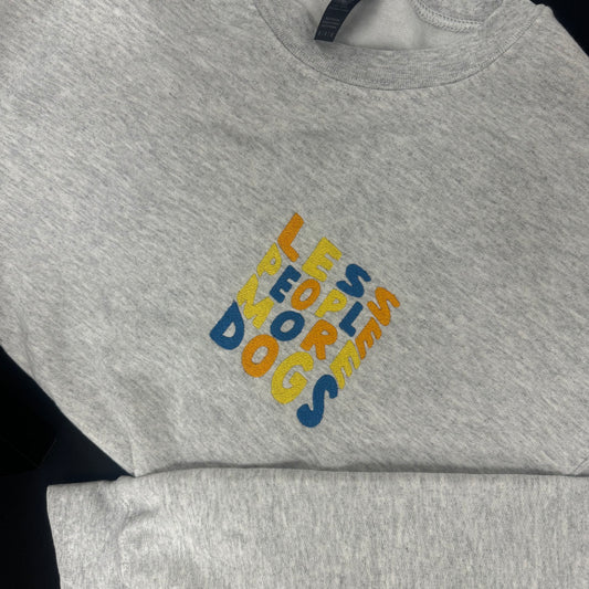 “Less People More Dogs” Unisex Sweatshirt - Blue Yellow