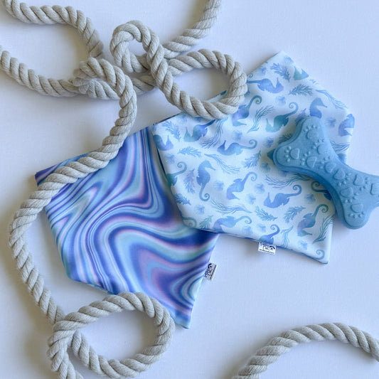 Endless Summer Adventures Reversible Weatherproof Dog Bandana - Seahorse Splash