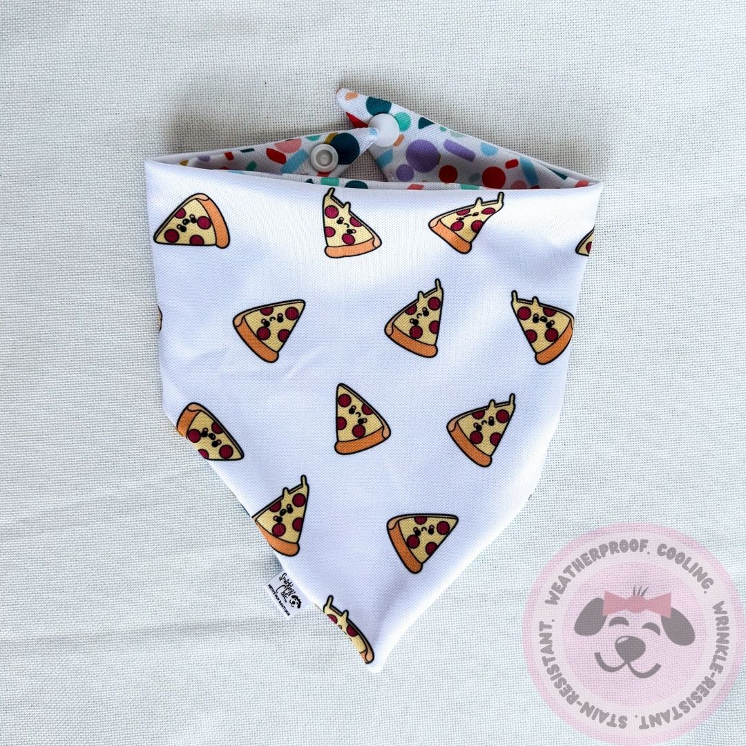 Pizza Party Reversible Weatherproof Dog Bandana