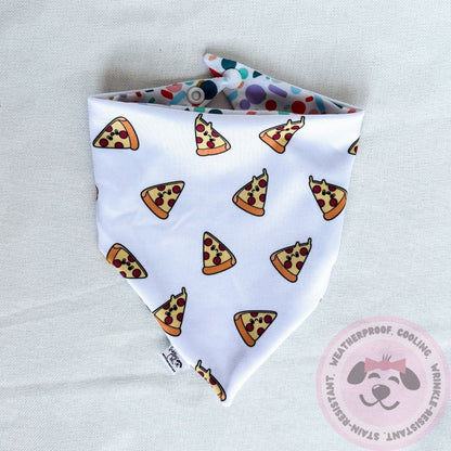 Pizza Party Reversible Weatherproof Dog Bandana