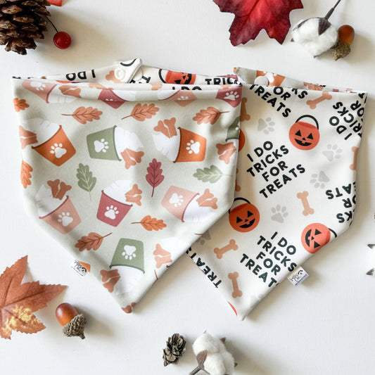 Fall Fun Reversible Weatherproof Dog Bandanas - Sweet Trickster
