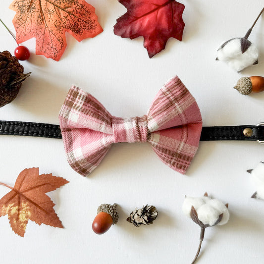 Paw-fectly Plaid Dog Bowties - Pink Plaid