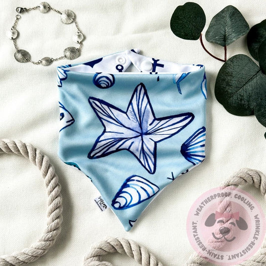 Seashells & Anchors Reversible Weatherproof Dog Bandana