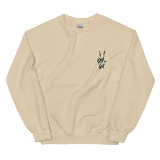 Skeleton Peace Sign Unisex Crewneck Sweatshirt